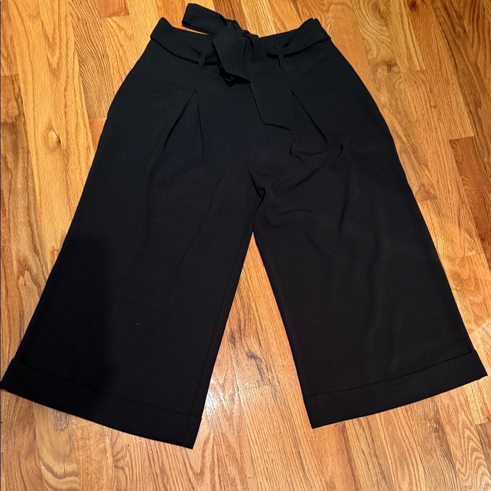 S-Twelve Black Wide-Leg Culottes